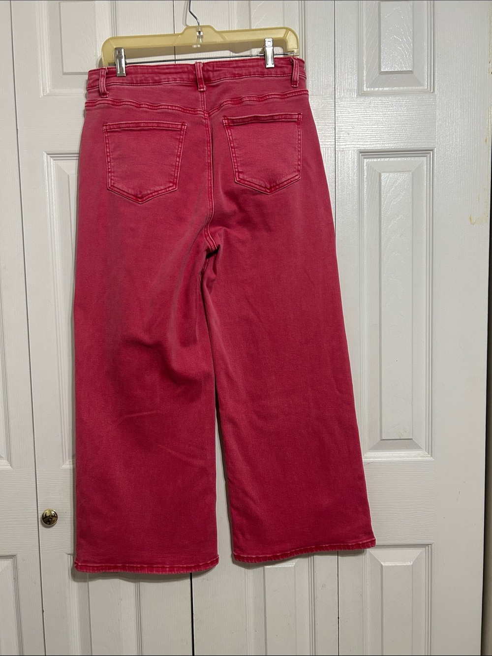 High-Rise Wide Leg Jeans in Raspberry Pink